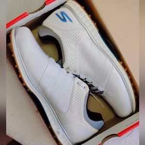 Skechers Men's White and Blue Golf Shoes